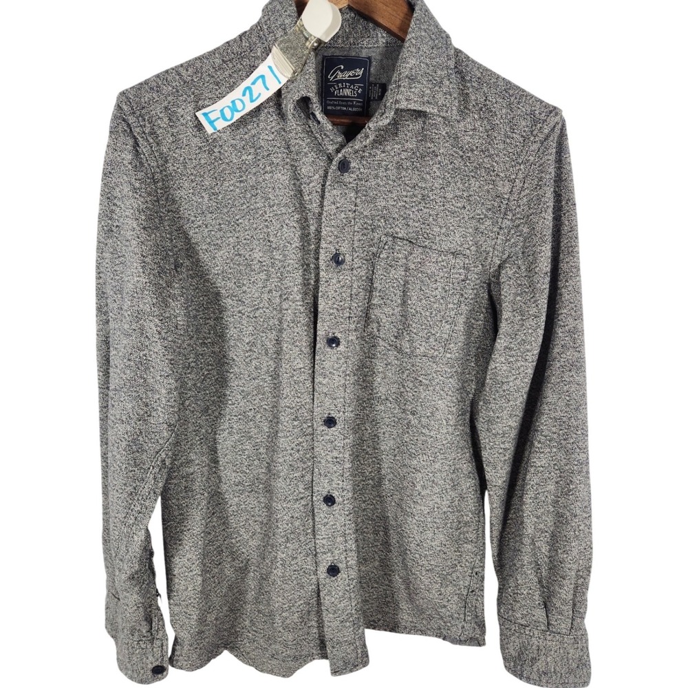 Grayers 100% Cotton Hermitage Gray Flannel Button Up Shirt Size Medium